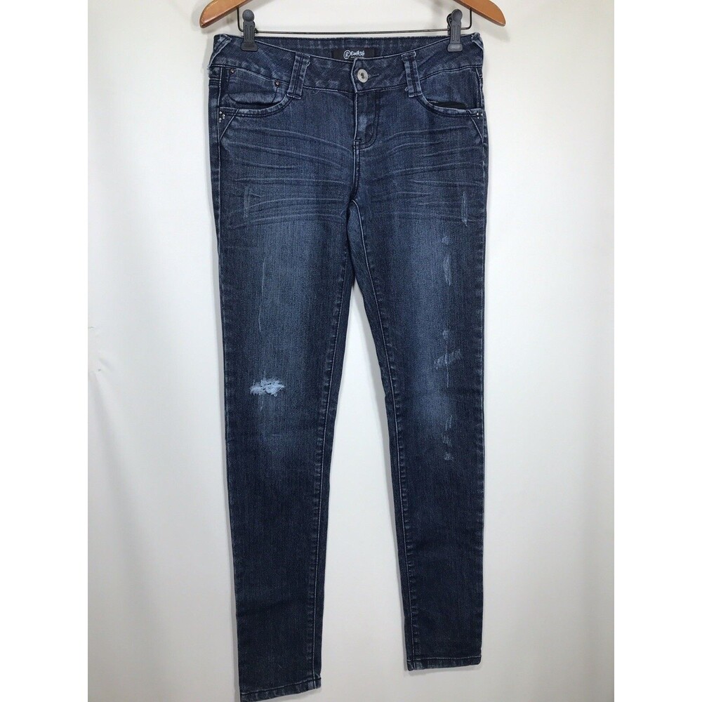 Rewash Jeans Sz 7 28 Dark Wash Blue Distressed Denim